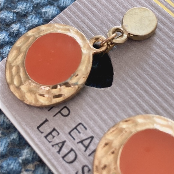 Round Orange Clip Earrings - Picture 4 of 9